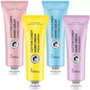 Крем для рук Rockies Cotton Candy Lovely Rose 50 г + Fresh Garden 50 г + Fresh Berry 50 г + Cotton Milky 50 г, 1 комплект
