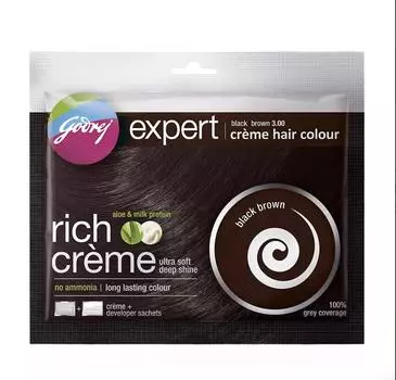 Крем-краска для волос, черно-коричневый (40 г), Expert Creme Hair Colour Black Brown, Godrej