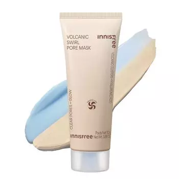 Крем-маска с глиной Volcanic Pore Cream 110 г для чувствительной жирной грязи, проблем с порами, гиалуроновая кислота, гладкая кожа [Innisfree] (Подлинный продукт) [Ополаскивающаяся упаковка] Кожа, Кожа, серый