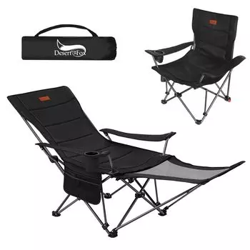 Кресло для кемпинга DesertFox Recliner Nap Nap 4 уровня регулировки Подходит для всех сезонов Переключение между сетчатым и тонким вариантом Вместимость Компактное кресло для отдыха на открытом воздухе чёрный
