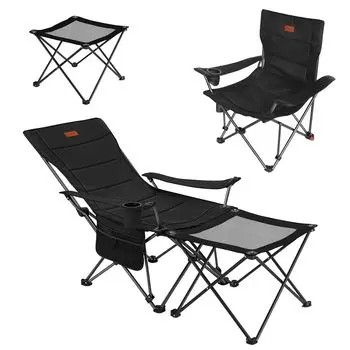 Кресло для кемпинга Taimonik Recliner Nap Nap с 4 уровнями регулировки, складное кресло для отдыха на открытом воздухе, компактное, легкое, с разработанной чашкой, портативное чёрный