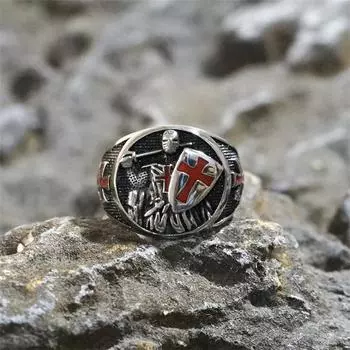 Крестоносцы христианский крест кольцо рыцари мода нержавеющая сталь унисекс ювелирные изделия подарок для мужчин винтаж оптовая продажа панк узор кольца 7