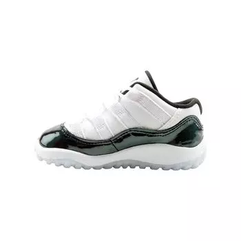 Кроссовки Air Jordan 11 Retro Low TD Emerald Baby Бело-белые черно-изумрудные-подъём 505836-145