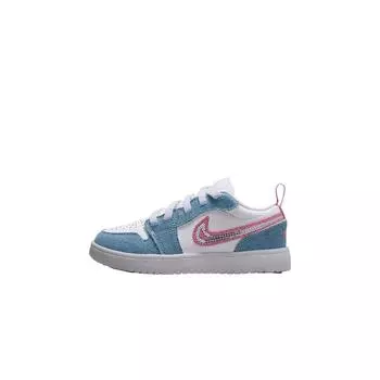 Кроссовки Air Jordan 1 Low ALT SE PS Деним Пайетки Детские Синий Кобальт-Блаженство Белый HQ2003-400