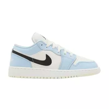 Детские кроссовки Air Jordan 1 Low GS Ice Blue Black Sail White 554723-401 38.5