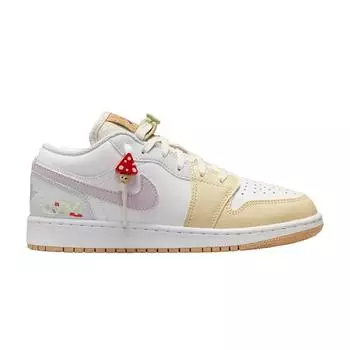 Кроссовки Air Jordan 1 Low GS Mushroom Kids белые светло-хаки Doll IB8861-151 36.5