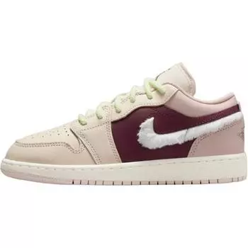 Кроссовки Air Jordan 1 Low SE GS Fur Swoosh Kids Pink Legend-Light-Brown Pink-Oxford FZ3928-200 38.5