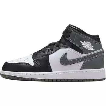 Кроссовки Air Jordan 1 Mid GS Iron Grey Kids черные белые DQ8423-001 35.5