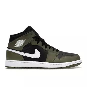 Кроссовки Air Jordan 1 Mid Medium Olive Unisex Green Black White DQ8426-092 44