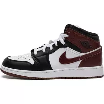Кроссовки Air Jordan 1 Mid SE GS Dark Pony Kids белые черные HF3193-102 36.5
