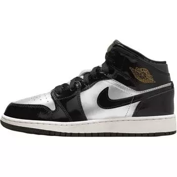 Кроссовки Air Jordan 1 Mid SE GS Black Metallic Silver Kids Sail Pure-Platinum FZ3938-001 36