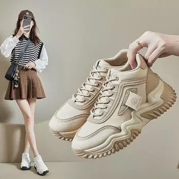 Кроссовки для бега Spring Student Sports Casual Shoes с толстой подошвой и увеличенной высотой 35 хаки