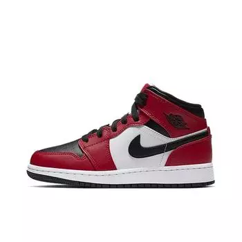 кроссовки Jordan 1 Mid Chicago Black Toe Gym Red(GS) 554725-069