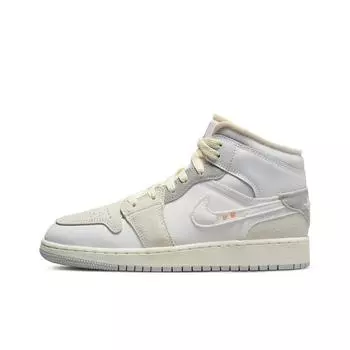 Кроссовки Jordan 1 Mid SE Craft Inside Out Белые Серые (GS)(DQ3726-100) 37.5