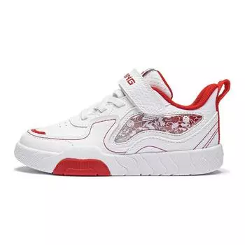 Кроссовки Li Ning Kids с круглым носком на липучке, амортизирующие, износостойкие, низкие, детские кроссовки, белые YKNU022-3 26