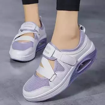 Кроссовки Lucyever Air Cushion Platform Sneakers Women, дышащая сетка, мягкая подошва, вулканизированная обувь, женская обувь на полой танкетке, размер 43 35 белый