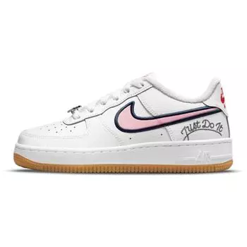 Кроссовки Nike Air Force 1 LV8 GS Pink Glaze Бело-чилийско-красные, светло-коричневые DB4542-100 35.5