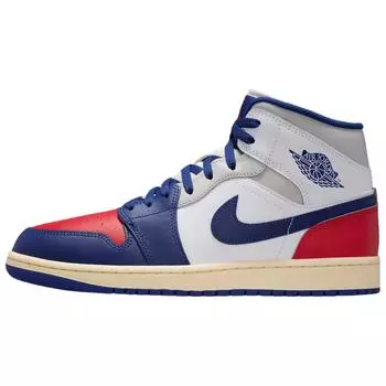Кроссовки унисекс Air Jordan 1 Mid Rare Air Белые Глубокий королевский синий Университетский красный DQ8426-102 40.5