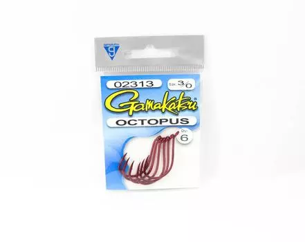 Крючок Gamakatsu Octopus красный, размер 3/0,6 в упаковке (1224)