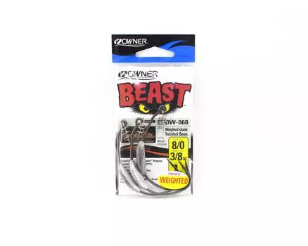 Крючок Owner 5130W Worm Hook Beast Twistlock, без сорняков, утяжеленный, 3/8 унции 8/0 (0217)