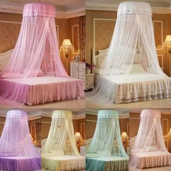 Круглая потолочная москитная сетка Princess Round с украшением в виде бабочки, балдахин, сетка для штор для кровати, спальни, комнаты в общежитии, декор for 1.2-2.0M белый