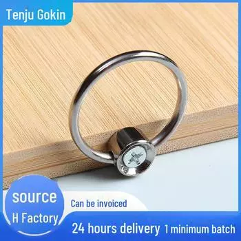 Круглая ручка из цельной нержавеющей стали для ящика или шкафа Large ring handle (with screws)
