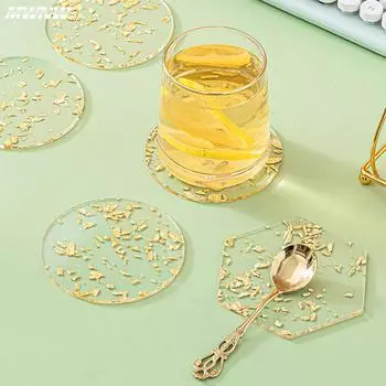 Круглая смоляная акриловая золотая фольга подставка под кружку подстаканник подстаканник для напитков подставка под кофейный столик кухонный домашний декор аксессуары 1 piece