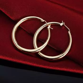 Круглые серьги из стерлингового серебра 925 пробы диаметром 3,5 см, высокое качество, позолоченные 18 карат, модные украшения, свадебный, рождественский подарок