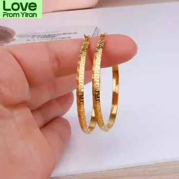 Круглые серьги-кольца из нержавеющей стали для женщин, золотистого цвета, новые, очаровательные, женские серьги, модные ювелирные изделия, красивый узор, Cn