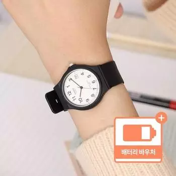 Круглые студенческие аналоговые часы Casio с автоматическим календарем среднего размера + пакет ваучера на замену батареи