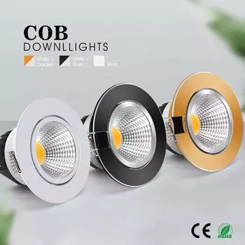 Круглые светодиодные потолочные светильники с регулируемой яркостью AC110V 220V CRI 90Ra 6W 9W 12W 15W Высокояркие потолочные точечные светильники 3000K/4000K/6000K Внутренние светильники 6W&Warm White