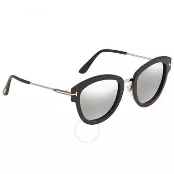 Круглые женские солнцезащитные очки Tom Ford Mia Smoke Mirror FT0574 14C 52