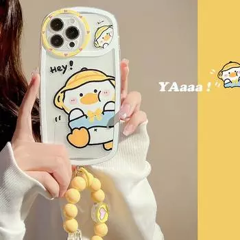 Круглый браслет Love Yellow Duck с мультяшным мягким силиконовым милым мультяшным чехлом для телефона для Iphone 14max Pro 11 13 Promax 12 Xsmax X Xr For iphone 13promax