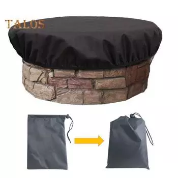 Круглый чехол для костра 600D Oxford Fabric Водонепроницаемый чехол, устойчивый к разрывам, защитный чехол для костра с эластичной кромкой для наружных встроенных каменных кострищ S чёрный