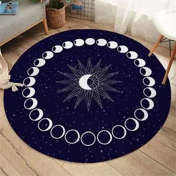Круглый ковер Eclipse Moon Star, ковер для гостиной Galaxy, нескользящий коврик, синий декоративный напольный коврик 60cm x 60cm