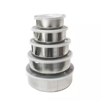 Круглый ланч-бокс из нержавеющей стали, набор из пяти контейнеров для хрустящей корочки, герметичный контейнер для хранения, контейнер для ланча на вынос 5-piece box