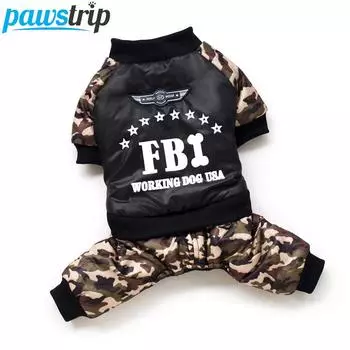 Крутая одежда для собак FBI Pet, утепленный комбинезон для щенков, теплая зимняя одежда для мальчиков, одежда для собак Ropa Para Perros S
