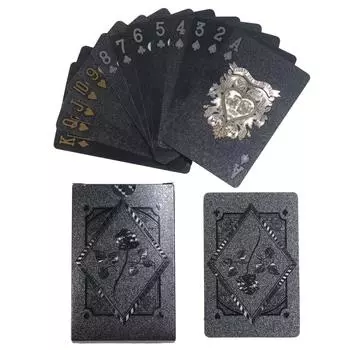 Крутые черные игральные карты из алюминиевой фольги Игральные карты с черным жемчугом Водонепроницаемые игральные карты Черная роза Череп Колода карт