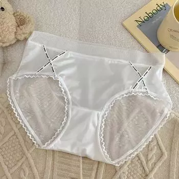 Кружевное нижнее белье, женские трусы, дышащие тонкие прозрачные сексуальные модные трусики для девочек One Size чёрный