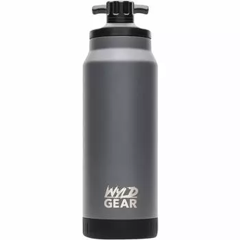 Кружка-бутылка Wild Gear WYLD GEAR с двойными стенками и эргономичной ручкой, холодная/теплая, 32 унции, серая, 1005 мл