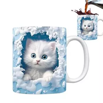 Кружка для кофе с котом Керамическая 3D визуальная чашка для молока с котом Креативные кофейные чашки для глинтвейна Уникальные подарки для любителей кошек Чашки для чая 350ml