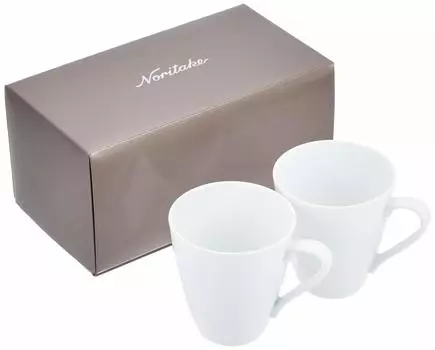 Кружка Noritake 295cc Rizmo белая, подходит для использования в микроволновой печи, можно мыть в посудомоечной машине, 2 шт., тонкий фарфор (Парный набор) П5355Л/1610