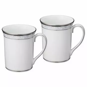 Кружка Noritake 310cc Hampshire Platinum 2 шт. Тонкий фарфор (Парный набор) Р91332/4336