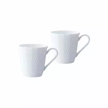 Кружка Noritake Noritake 300 куб. см Cher Blanc, подходит для использования в микроволновой печи, можно мыть в посудомоечной машине, 2 шт., тонкий фарфор (Парный набор) (Премиум Белый) Р94855/1655