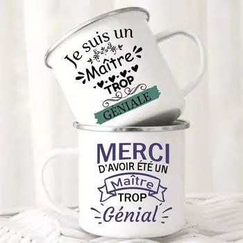Кружки с принтом Merci Maitre Креативные чашки для кофе, чая, напитков, воды, молока, эмалированная кружка для школы, дома, ручки для напитков, подарки для учителя 360ml