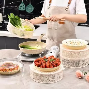 Крышка для остатков блюд, большая емкость, хорошая прочность, полая конструкция, дышащая крышка для тарелок, покрытие для стола, товары для дома L жёлтый