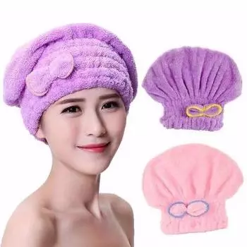 Крышка для сушки волос Микрофибра Ultra Absorbent Hair Dry Wrap Cap Fast Drier небесно-голубой