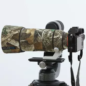 Крышка объектива ROLANPRO, совместимая с Sony FE GM OSS II. Камуфляжная крышка для телеобъектива, водонепроницаемая. Цветной камуфляж «Дерево» | 70-200 мм F/2.8 | |
