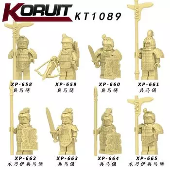 Kt1089 Цинь Терракотовые Воины И Лошади Китайский Стиль Фигурка Детская Образовательная Мозаика Строительный Блок Игрушка Сумка The height of the figurine is about 5 cm
