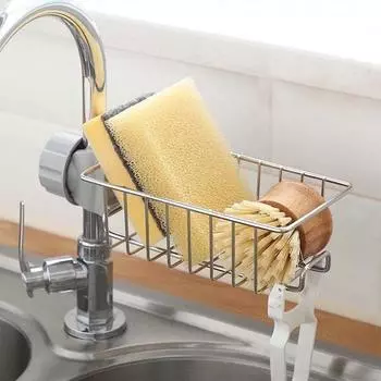 Кухня Семейная кухня Аксессуары для ванной комнаты Подставка для крана Держатель для хранения мыла Сушилка Полка для губки